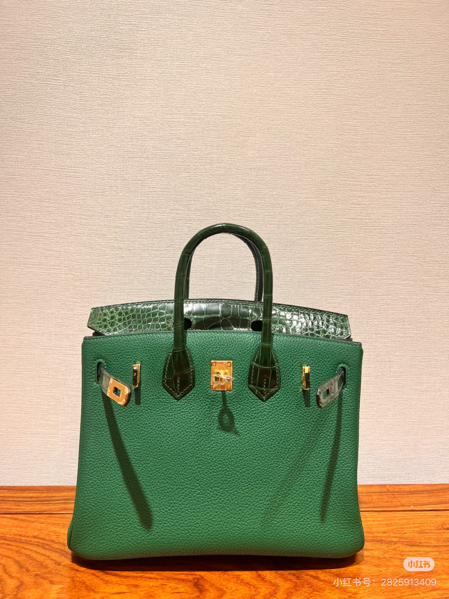 Birkin 25-30 Green Alligator Leather Patchwork TOGO Leather Custom - Artisantouchss