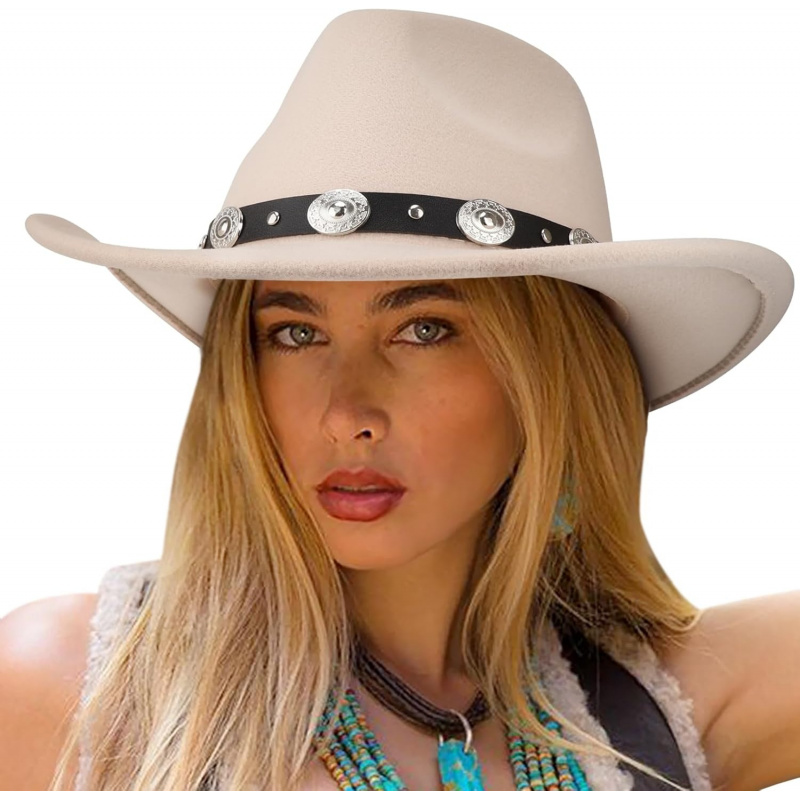 Women Men Classic Felt Wide Brim Western Cowboy