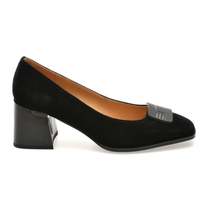 Pantofi eleganti EPICA negri, 4L109, din piele intoarsa