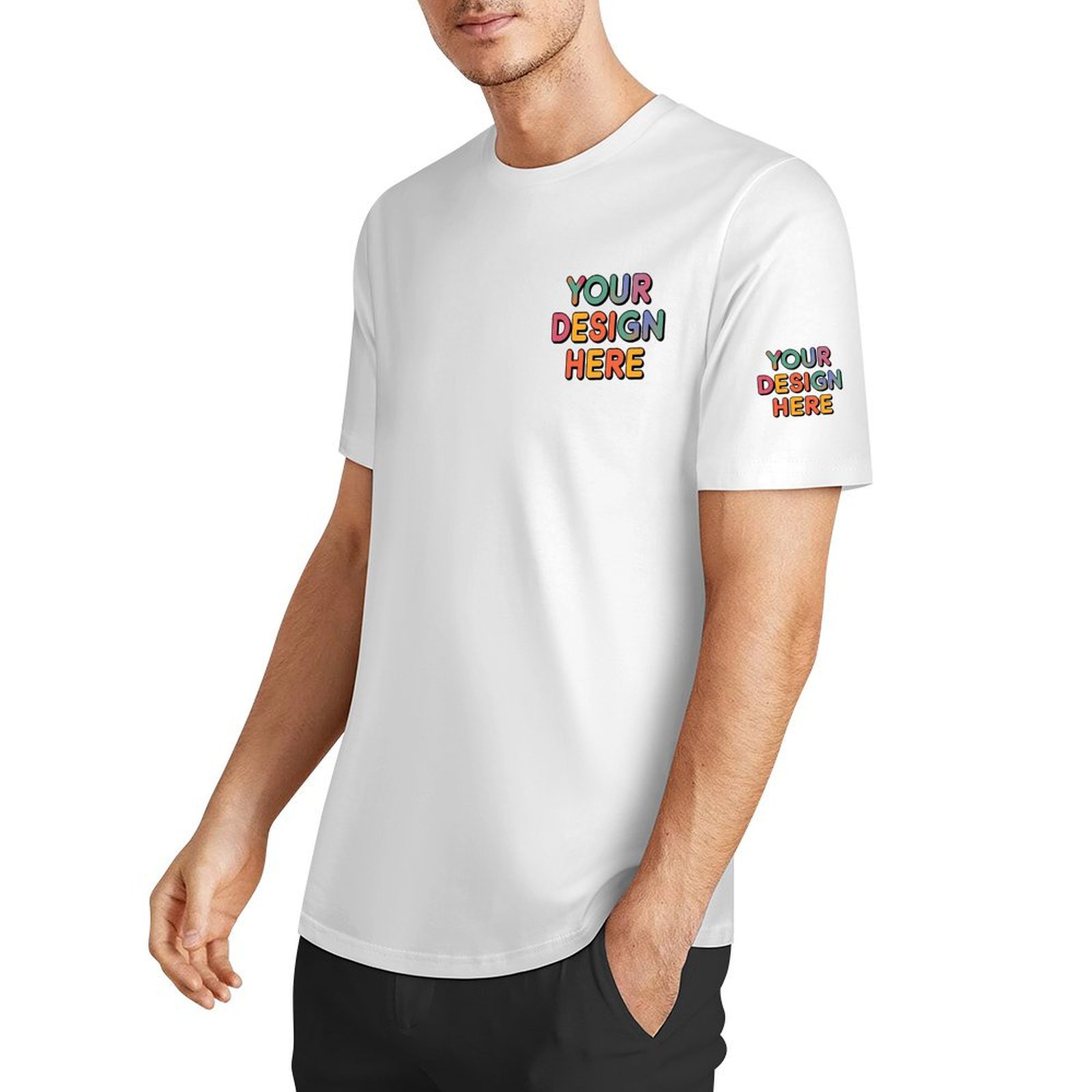 Personalized Custom Men’s Essential Summer T-Shirt with Chest and Sleeve Print