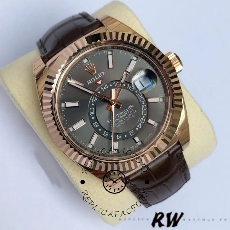 Rolex Sky-Dweller 326135 Dark Rhodium Dial 42MM Mens Replica Watch
