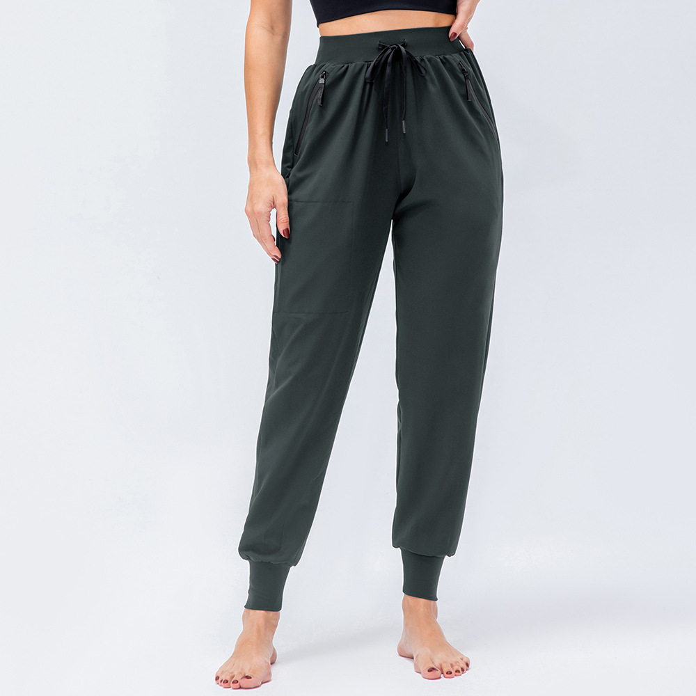 Women's loose-fitting sports pants with drawstring cuffs, casual outdoor running and hiking pants, breathable and quick-drying fitness pants