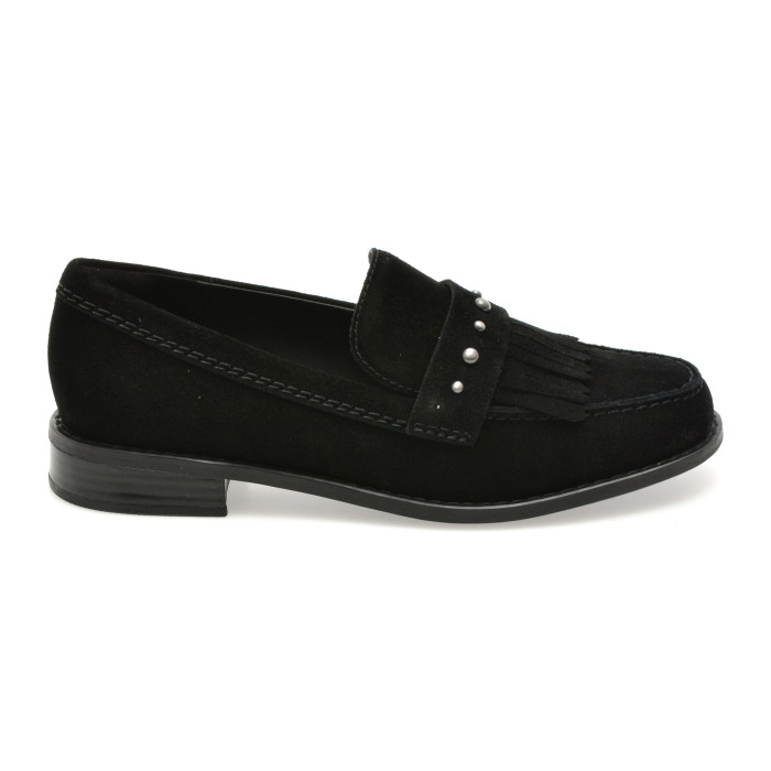 Mocasini CLARKS negri, HANA LOAFER, din piele intoarsa
