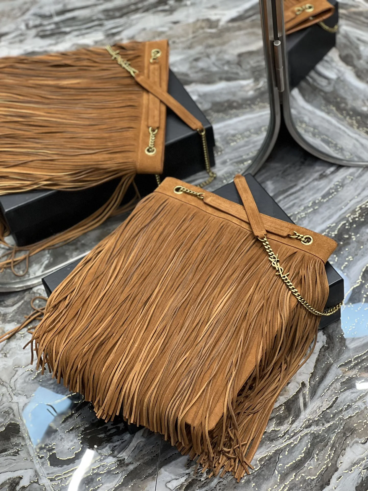 Saint Laurent Grace Ladies Tassel Brown For Women, Women’s Bags 13.8in/35cm YSL