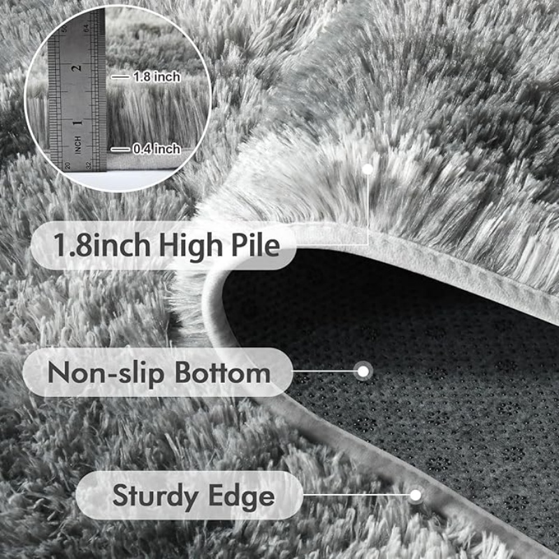 6x9 Ft Large Shag Black Rug for Living Room