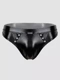 LHM Tough Love Black Wet Look Studded Thong