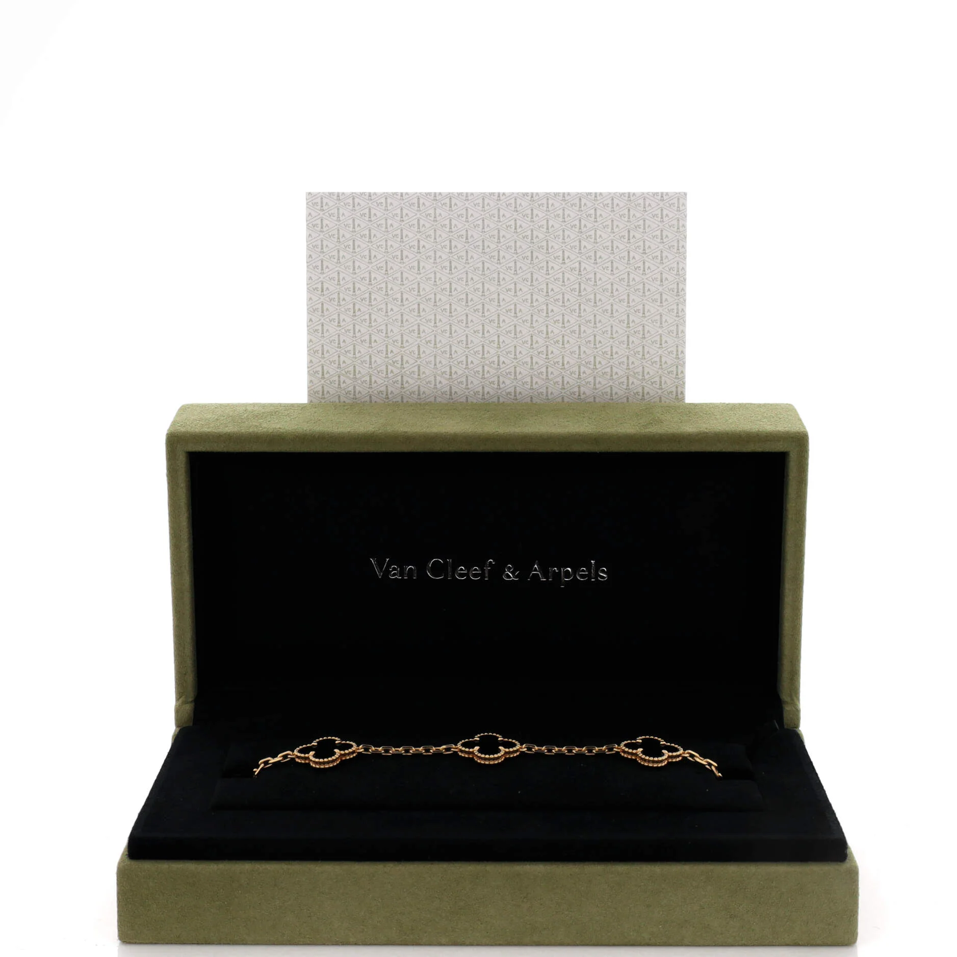 Vintage Alhambra 5 Motifs Bracelet 18K Yellow Gold and Onyx