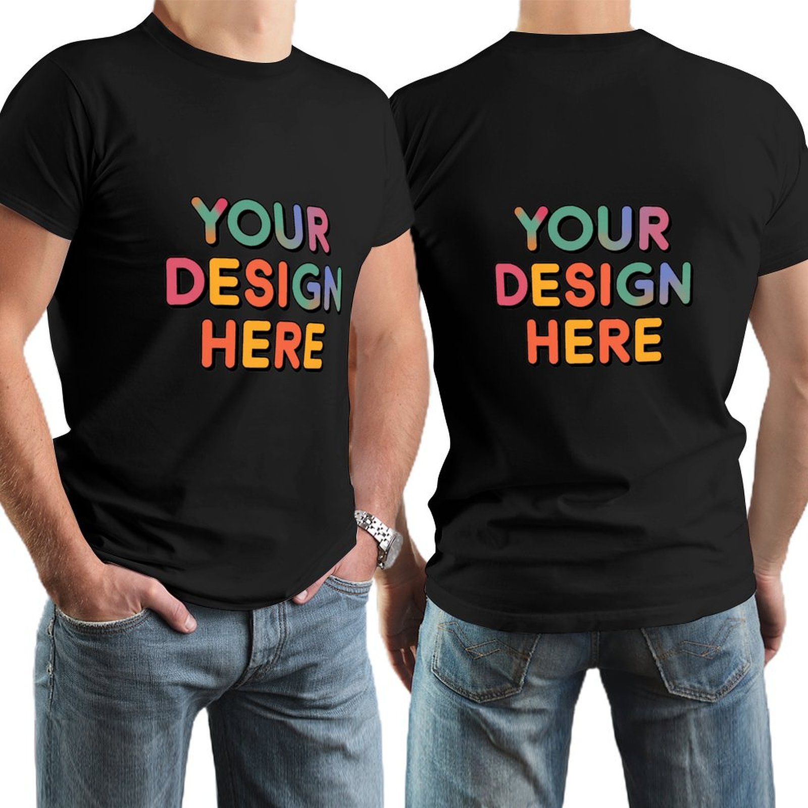 Personalized Custom Men’s Durable Cotton T-Shirt with Double-Sided Design