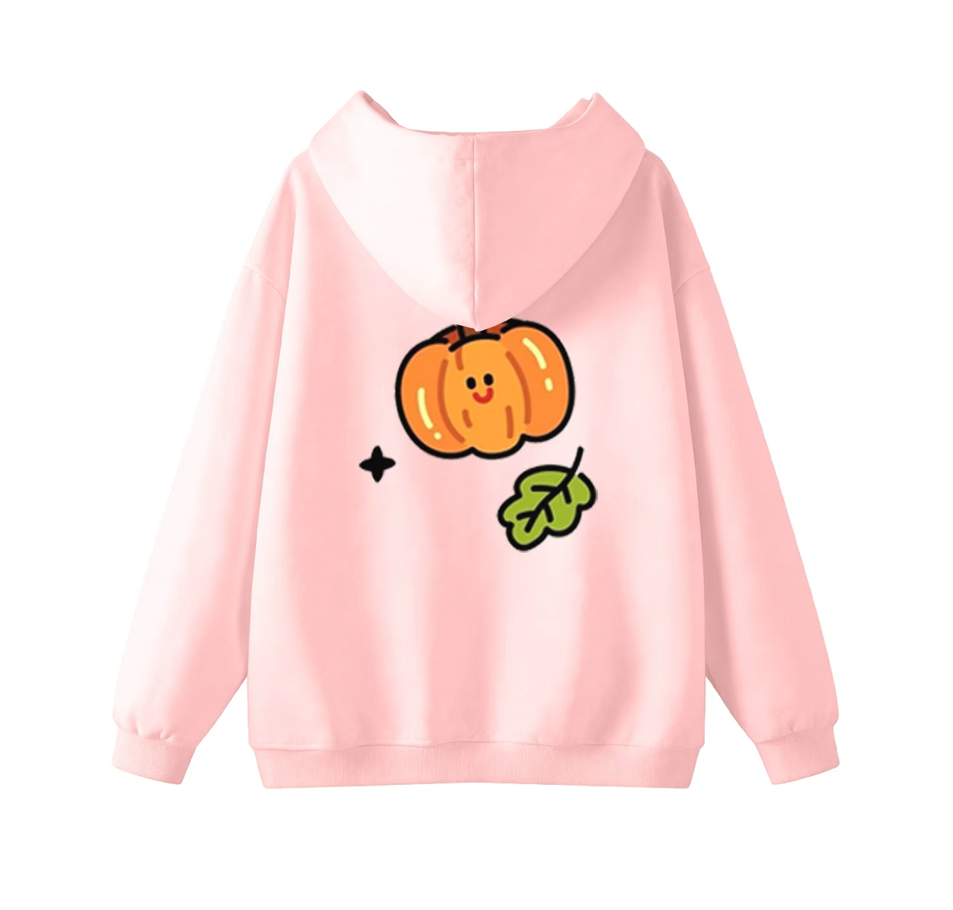 This adorable hooded sweatshirt features a pumpkin print and is a casual pullover. Its stand-up collar design also makes it an ideal choice for winter wear.