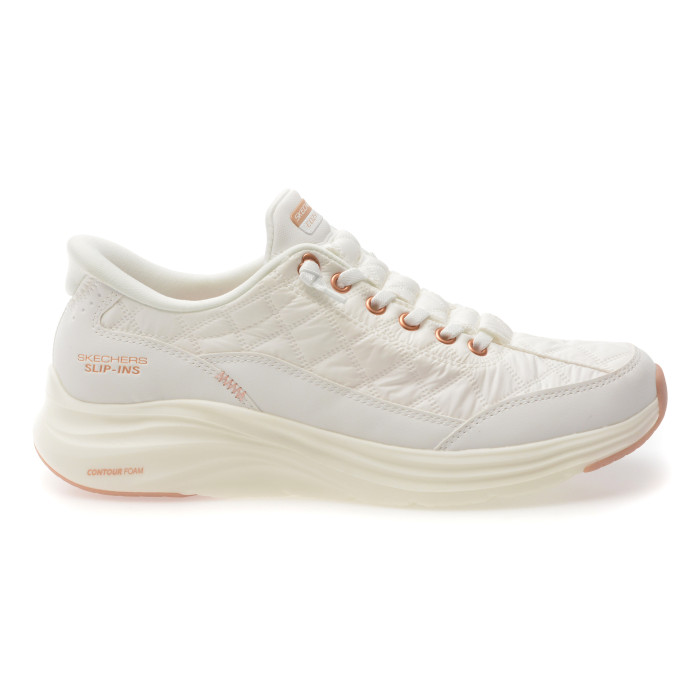 Pantofi sport SKECHERS albi, CONTOUR FOAM, din material textil