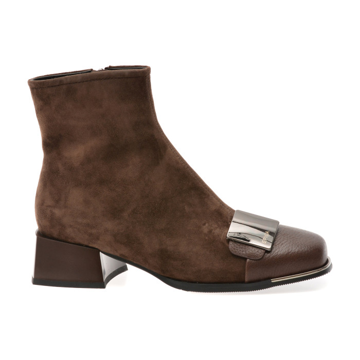 Botine EPICA maro, EB884, din piele intoarsa