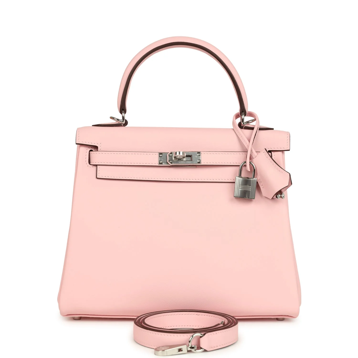 Hermes Kelly Retourne 25 Rose Sakura Swift Palladium Hardware