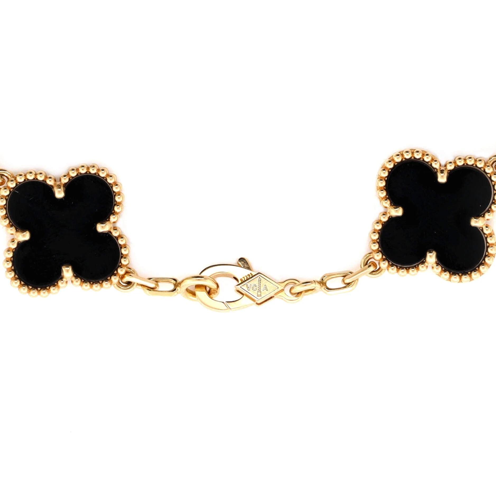 Vintage Alhambra 5 Motifs Bracelet 18K Yellow Gold and Onyx
