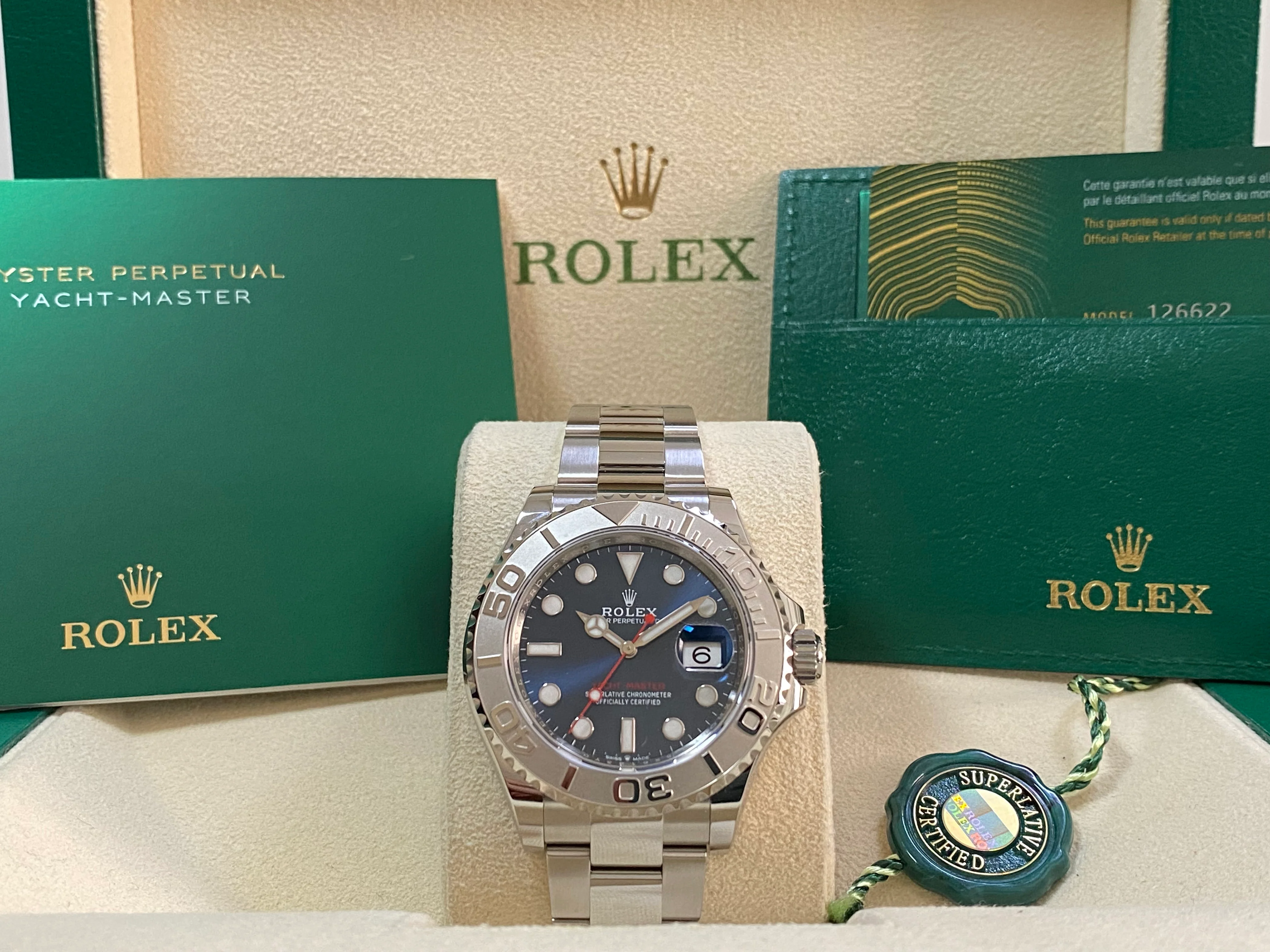 Rolex Steel and Platinum Yacht-Master 40 - 2023- Blue Dial - Platinum Bezel - 126622