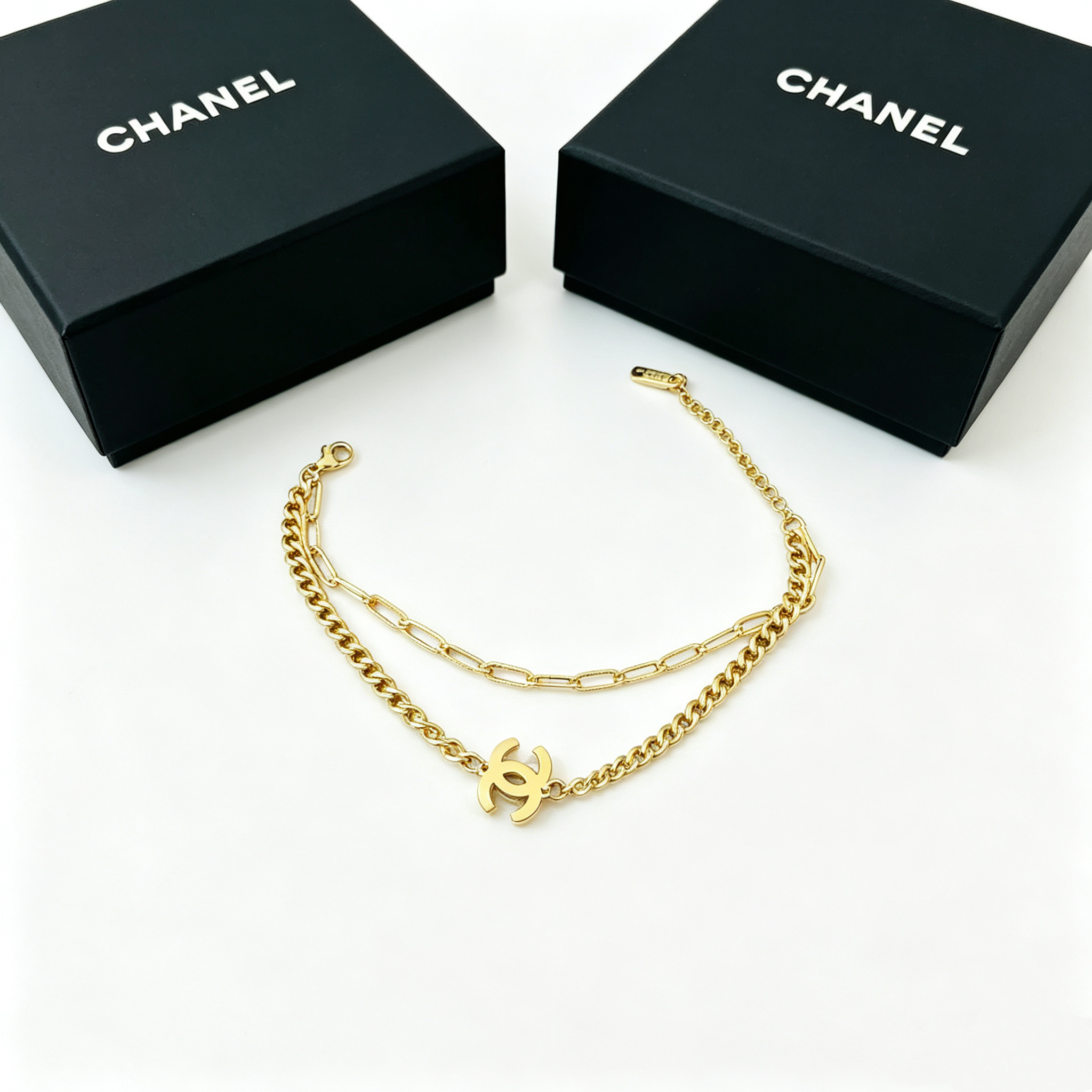 C — Metal Double Chain Bracelet