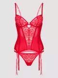 Lovehoney Plus Size Parisienne Charm Red Lace Basque Set