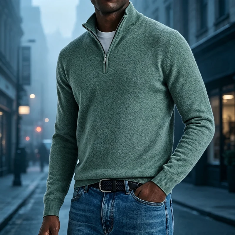 Mivanity Men's Quarter-Zip Stand-Up Collar Polo Shirt