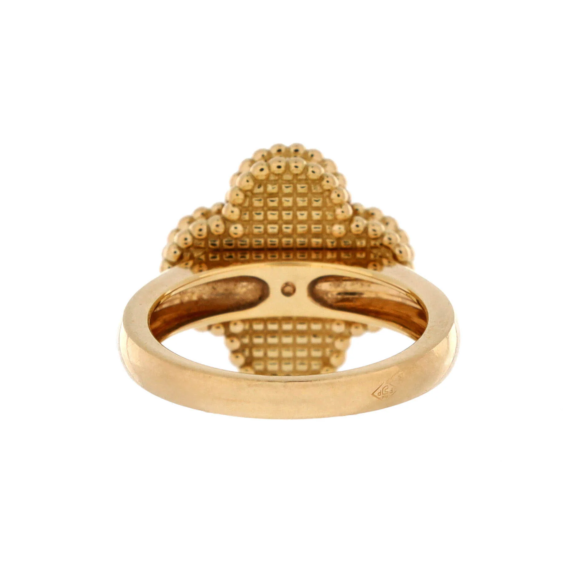 Vintage Alhambra Ring 18K Yellow Gold with Carnelian and Diamond