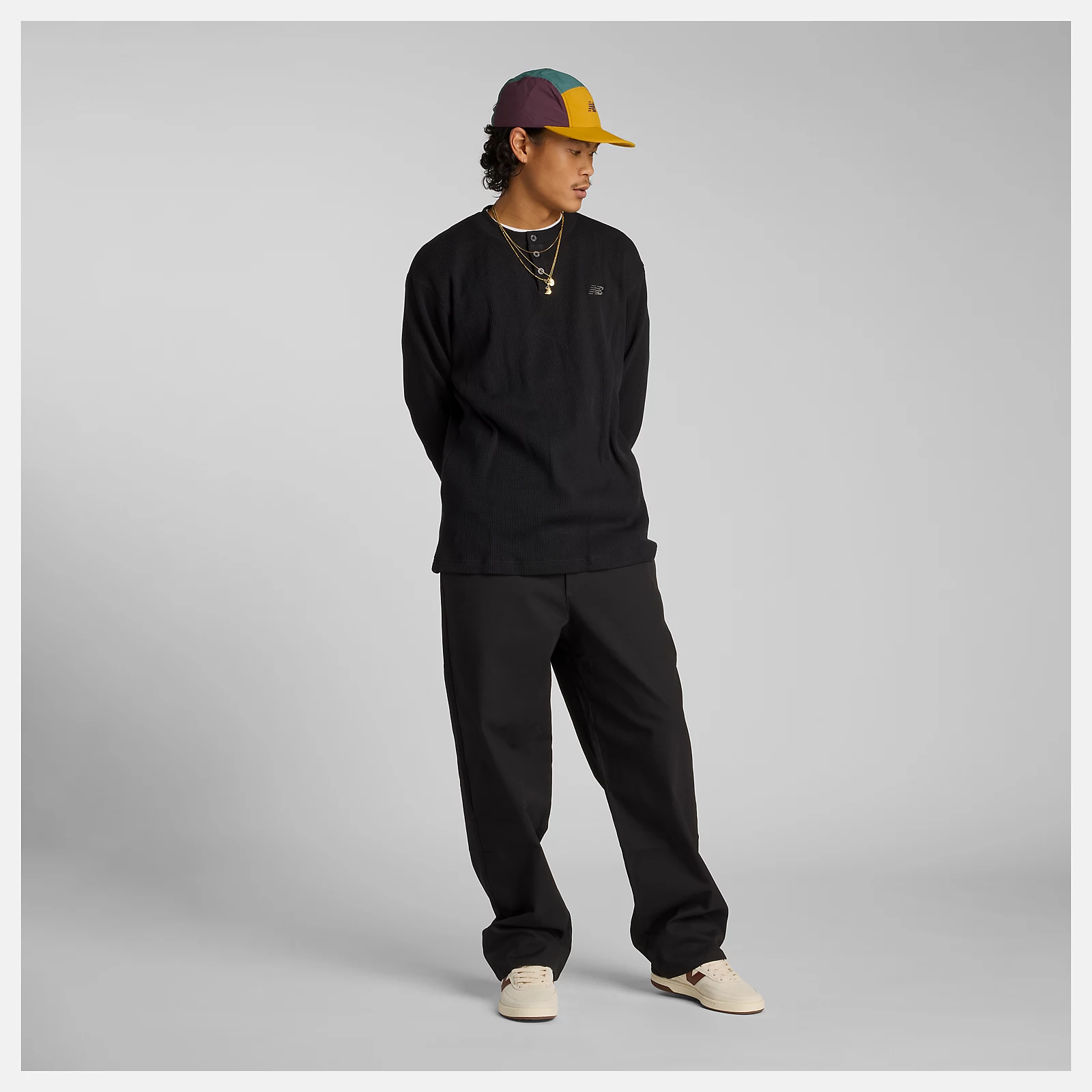 Numeric Waffle Knit Long Sleeve Henley