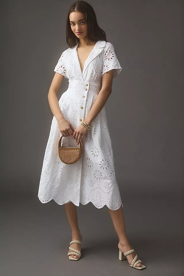Eyelet Shirt Dress WHITE