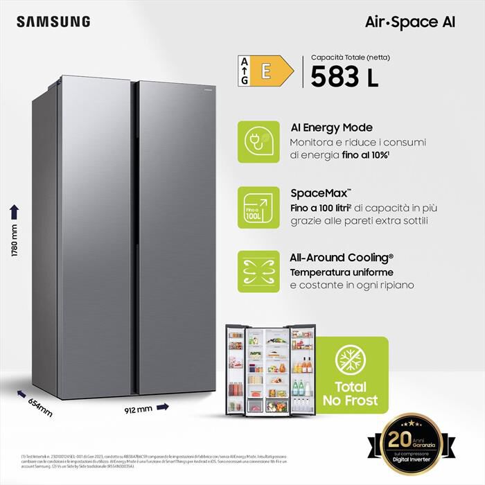 SAMSUNG - Frigorifero side by side RS57DG400EM9EF Classe E-Metal Inox