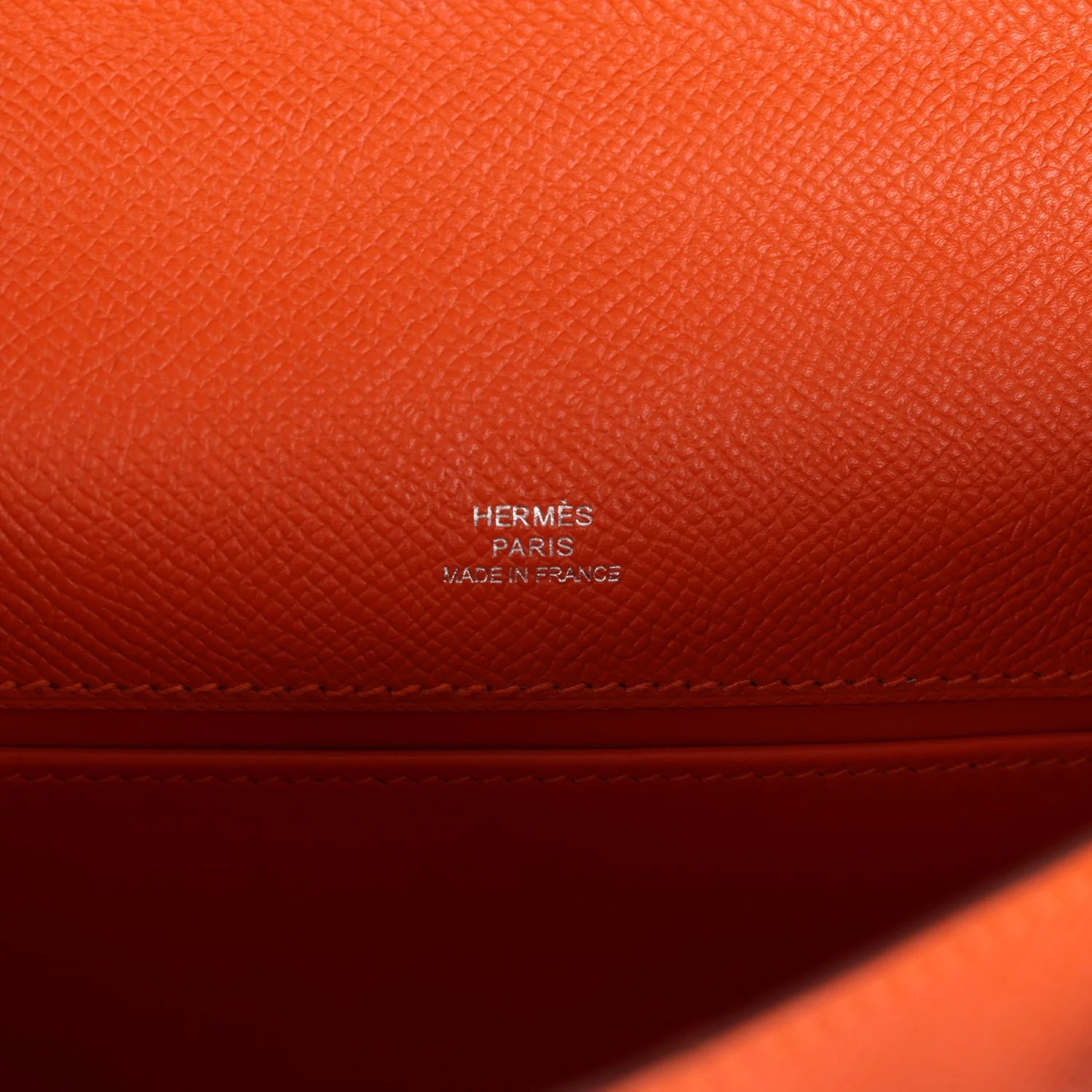 Hermes Kelly Pochette Feu Epsom Palladium Hardware