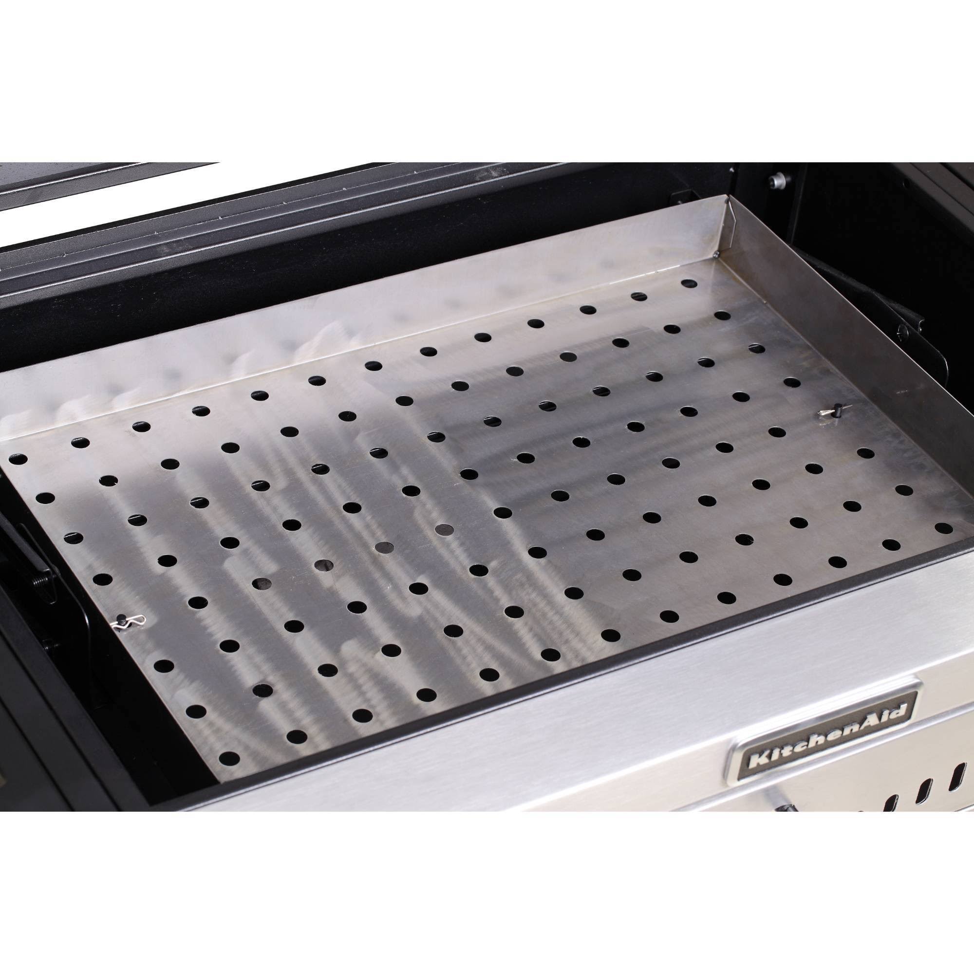 KitchenAid 30x22 Cart-Style Charcoal Grill with Foldable Side Shelves 810-0021CO - Black