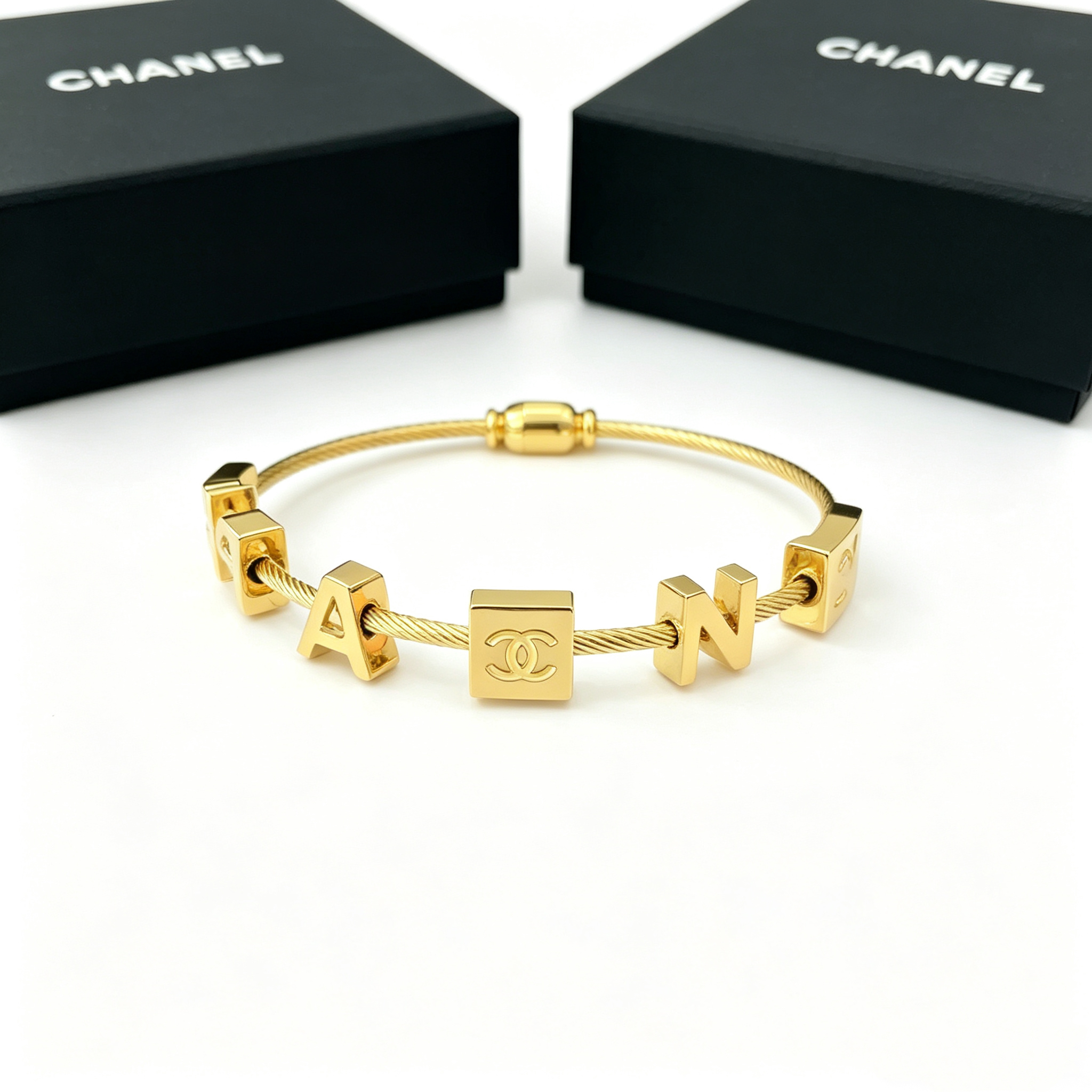 C—Metal letter bracelet