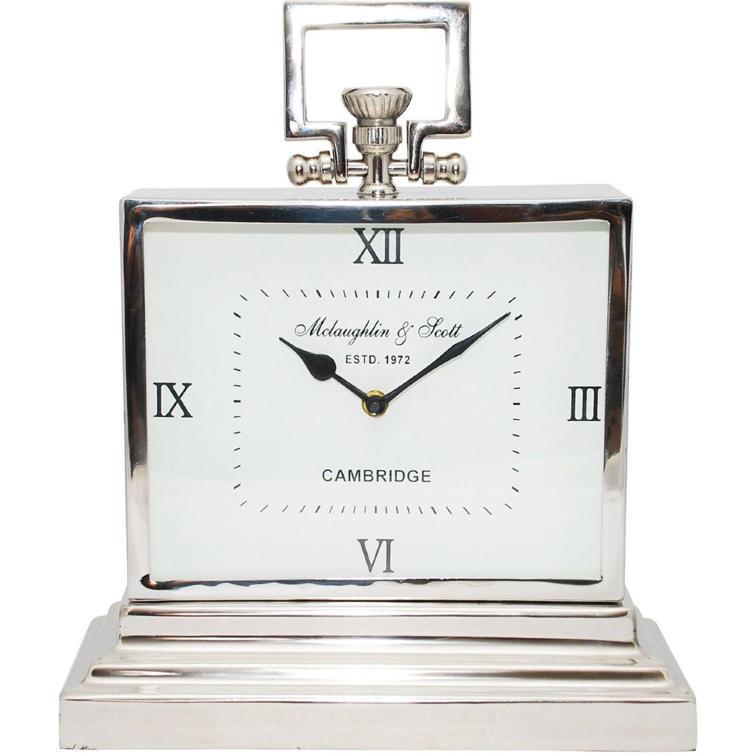 Small Aluminium Rectangular Clock With Roman Numerals
