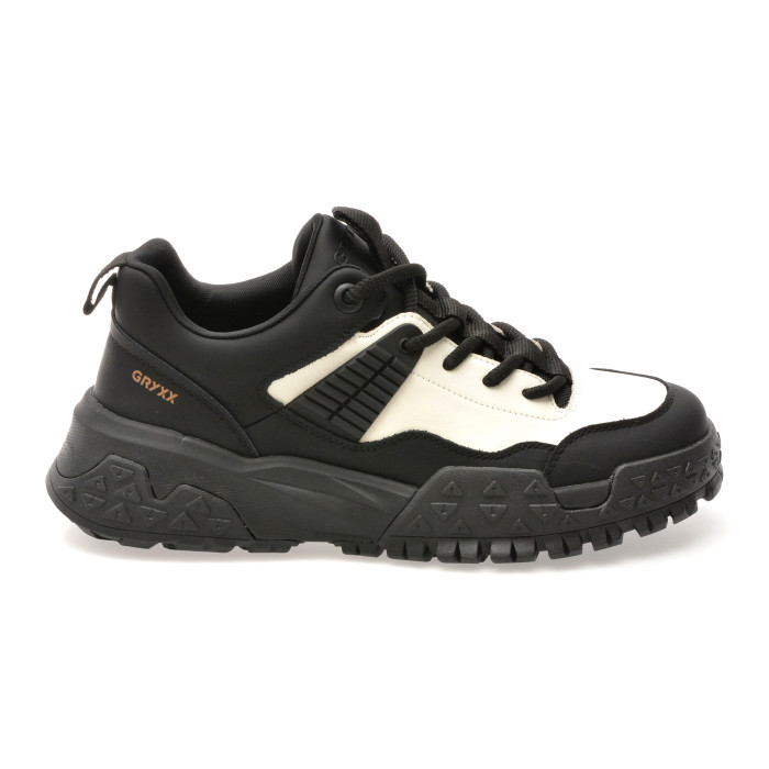 Pantofi sport GRYXX alb-negru, LN7, din piele naturala