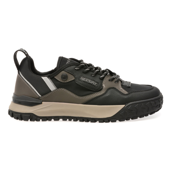 Pantofi sport REPLAY negri, MSF701T, din material textil si piele naturala