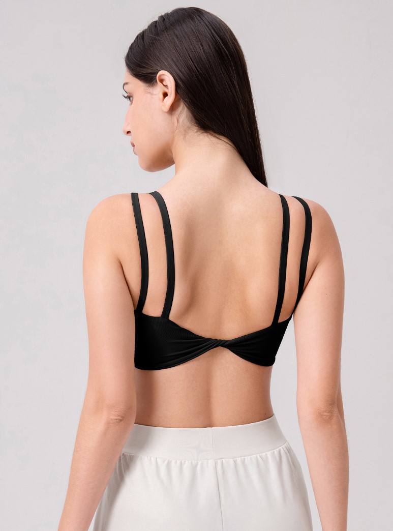 Lycra Yoga Backless Sports Bra with One-Piece Cup, High-Elasticity Fit, Shoulder Straps, Fitness Running Bra
