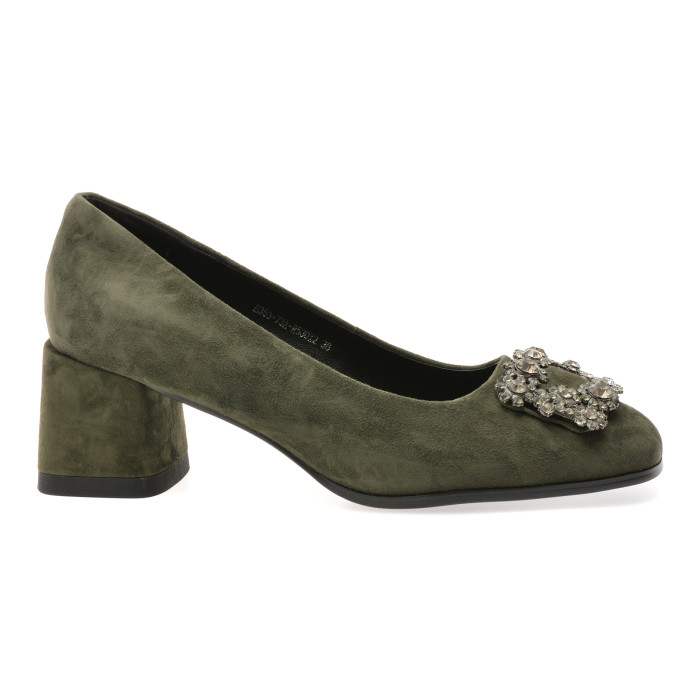 Pantofi eleganti EPICA verzi, E35373A, din piele intoarsa