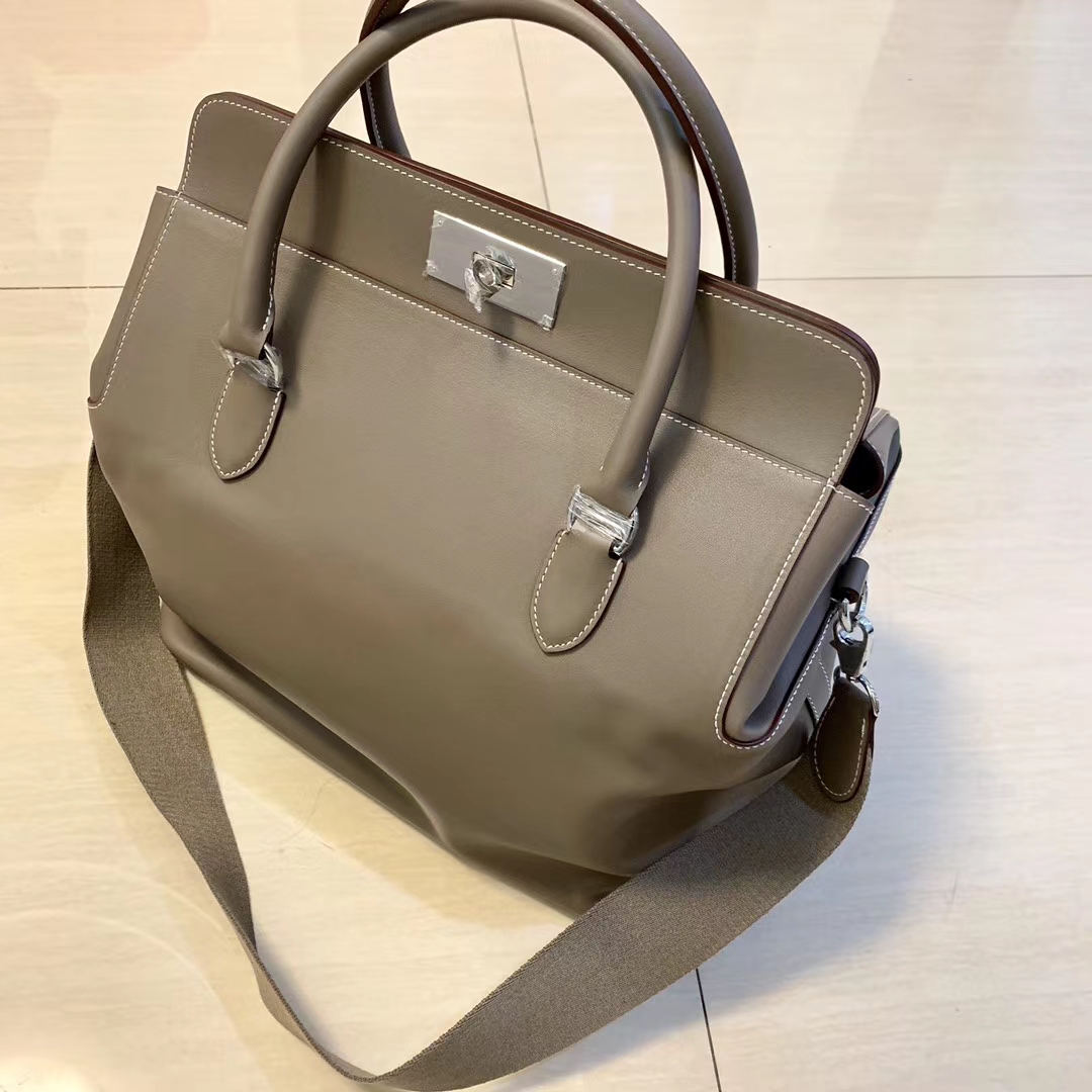 Hermes Toolbox Milk Carton Travel Bag Pigeon gray 20-33cm Small Quantity in Stock