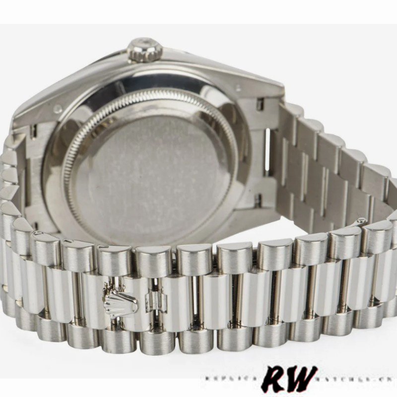 Rolex Day-Date 228349RBR Silver Stripe Motif Dial Diamond Bezel 40mm Mens Replica Watch