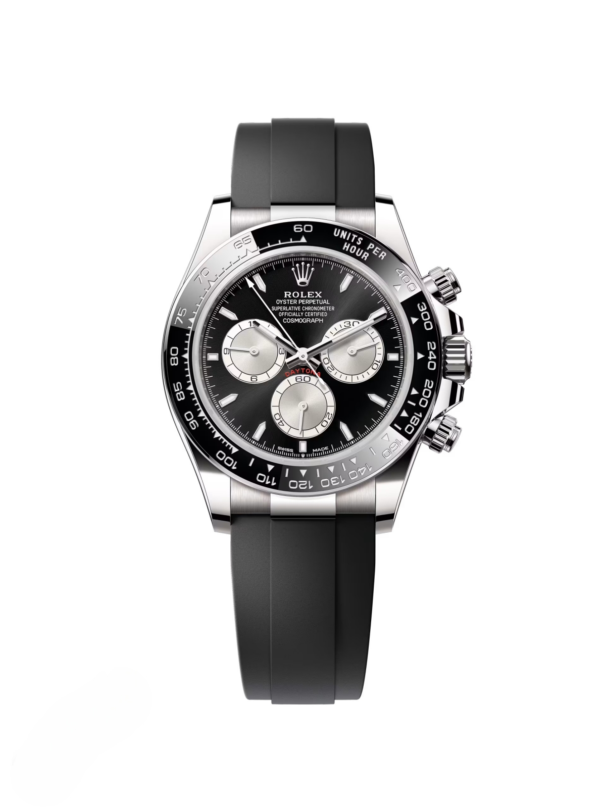 【Super Clone】Rolex Cosmograph Daytona White Gold Mens Watch-126519LN Black Oysterflex