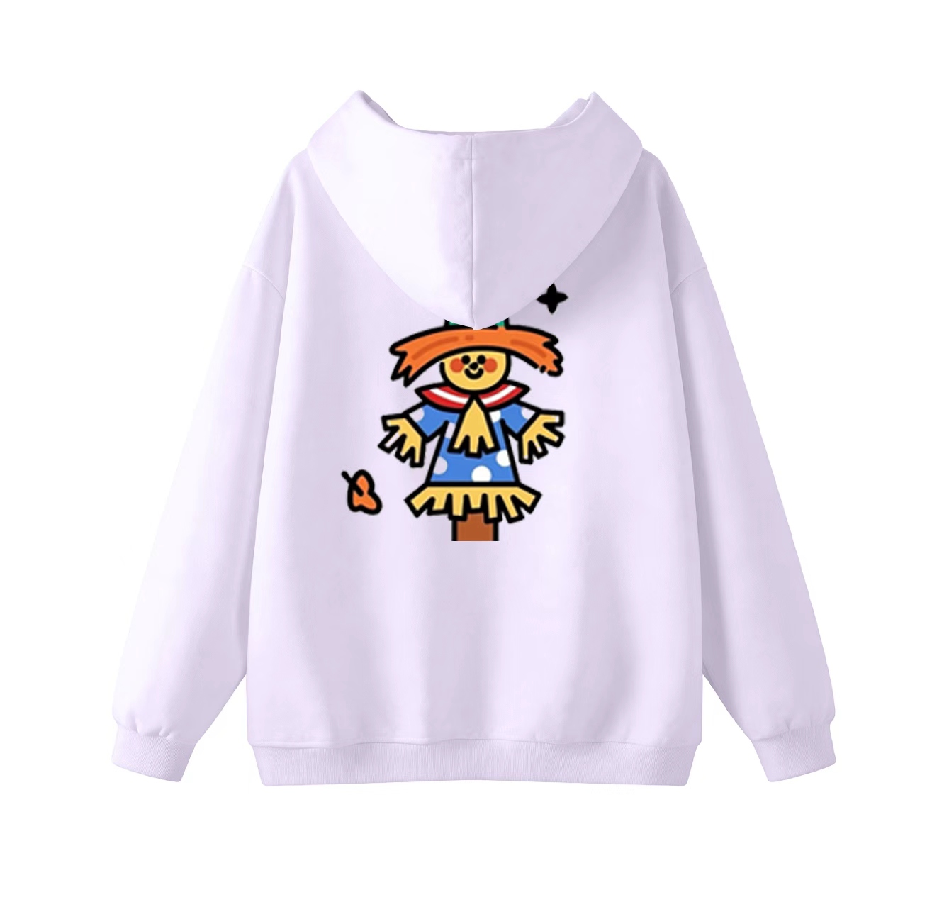 This adorable hooded sweatshirt features a scarecrow print and is a casual pullover. Its stand-up collar design also makes it an ideal choice for winter wear.