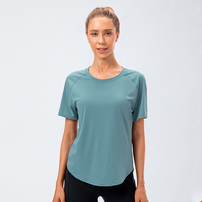 Women's Summer Loose-fitting Yoga Top with Fleece Finish, Lightweight and Breathable Short-sleeved Sports T-shirt for Fitness and Running