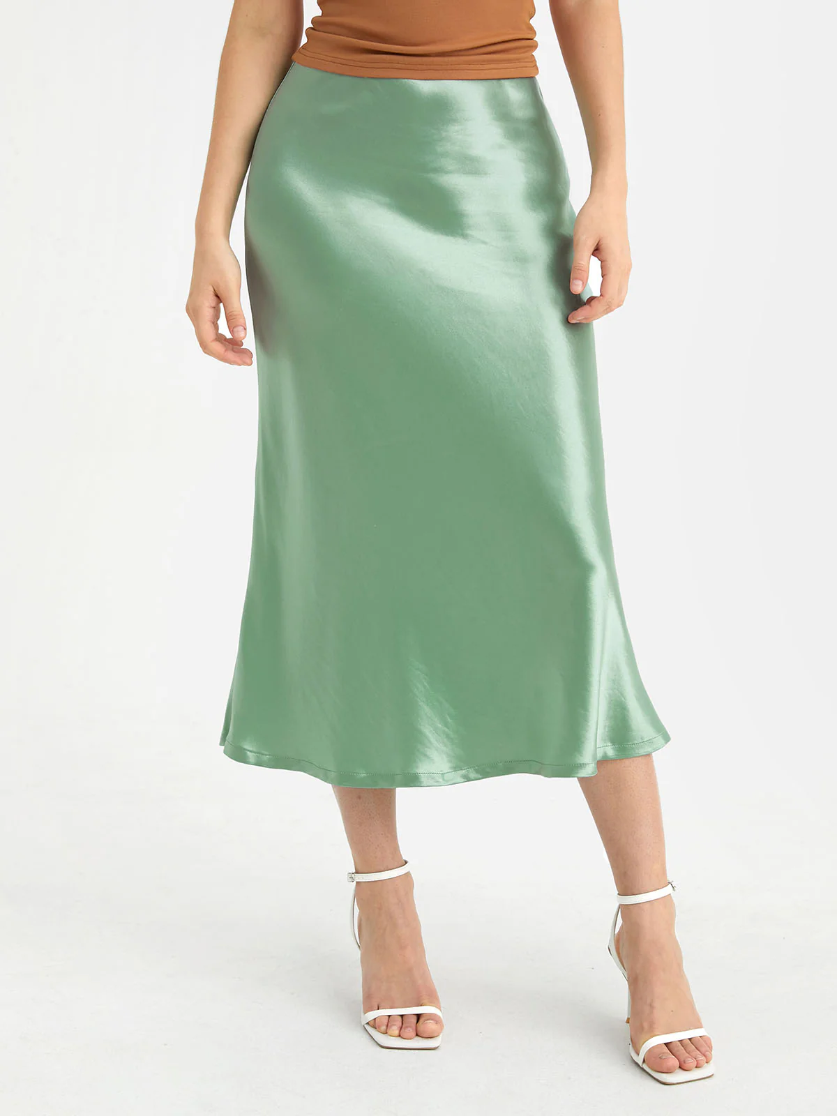 Silk-Like Bias-Cut Slip Skirt
