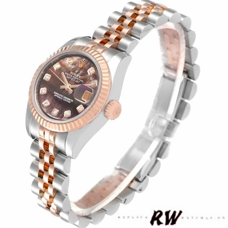 Rolex Datejust 179171 Black Mother of Pearl Diamond Dial 26MM Lady Replica Watch