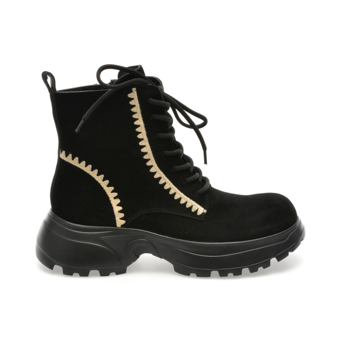 Ghete EPICA negre, 3256B, din piele intoarsa