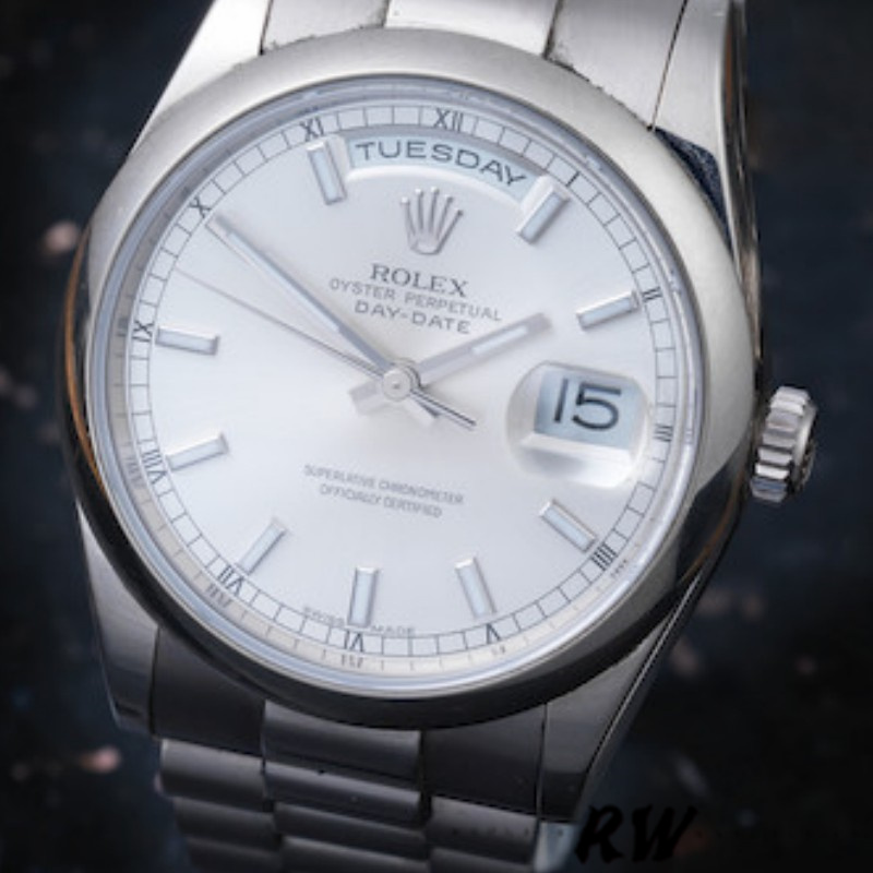 Rolex Day-Date 118209 Oyster Bracelet White Dial 36mm Unisex Replica Watch