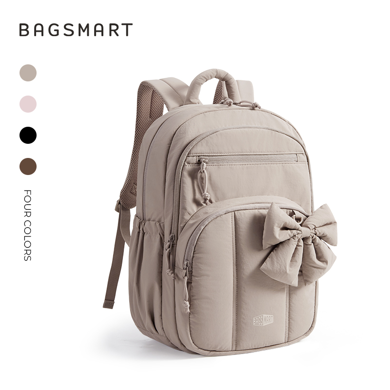 BAGSMART Travel Laptop Backpack, College Backpack Airline Approved, Casual Daily Backpack for 15.6 Inch Laptop, Lightweight College Bookbag for Women Men, Camel