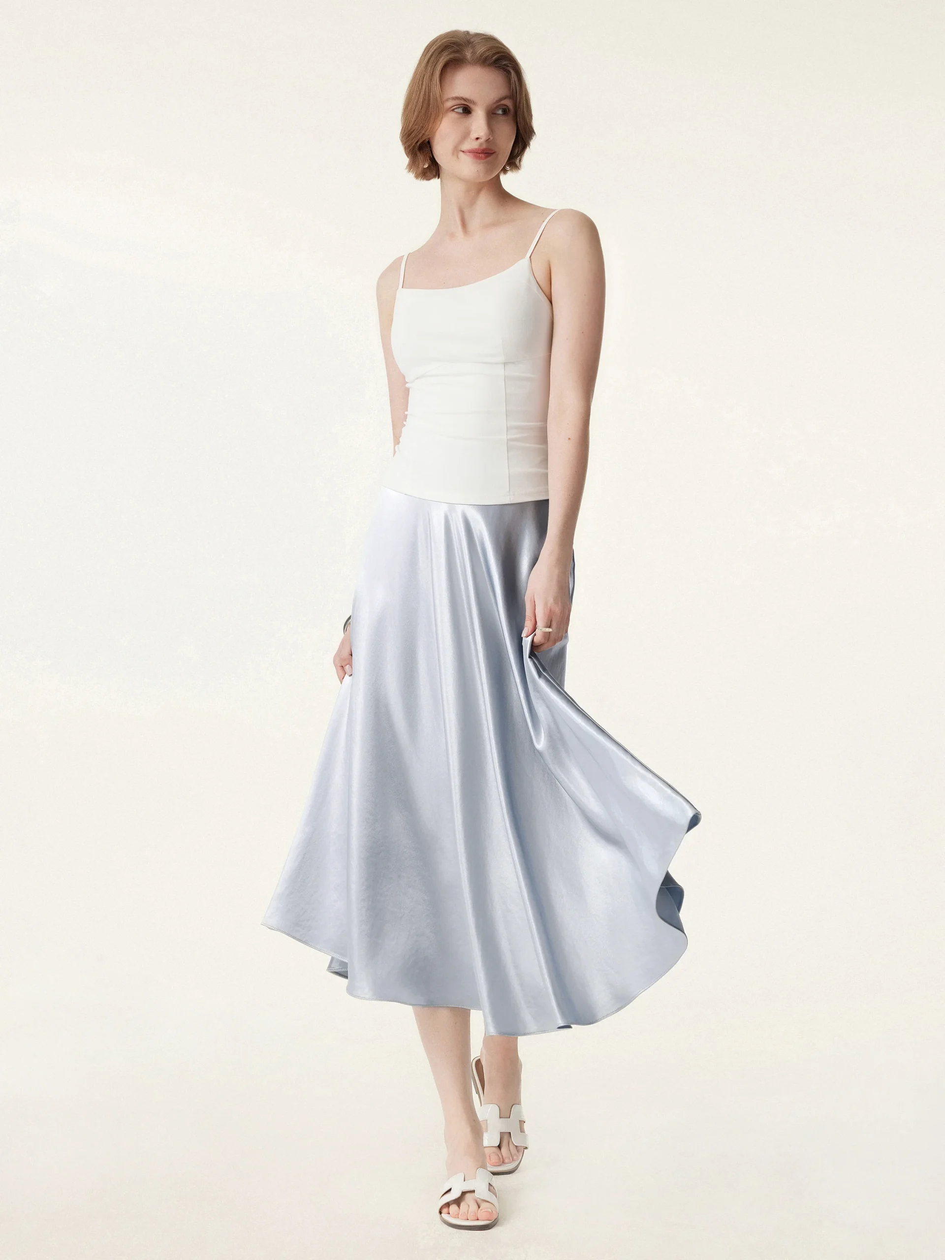 Bias-cut Acetate Maxi Circle Skirt with Pockets
