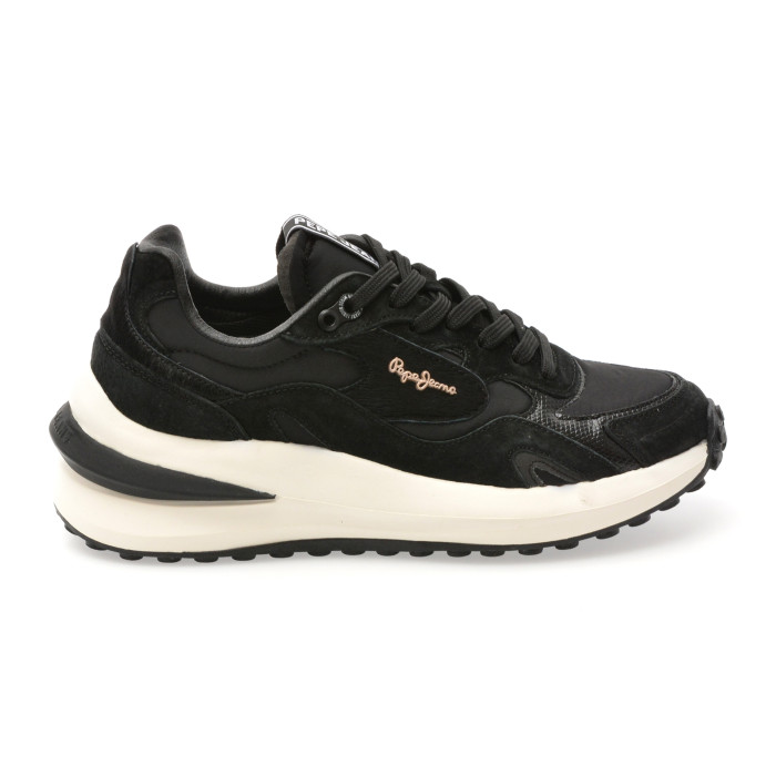 Pantofi sport PEPE JEANS negri, LS60035, din material textil si piele naturala