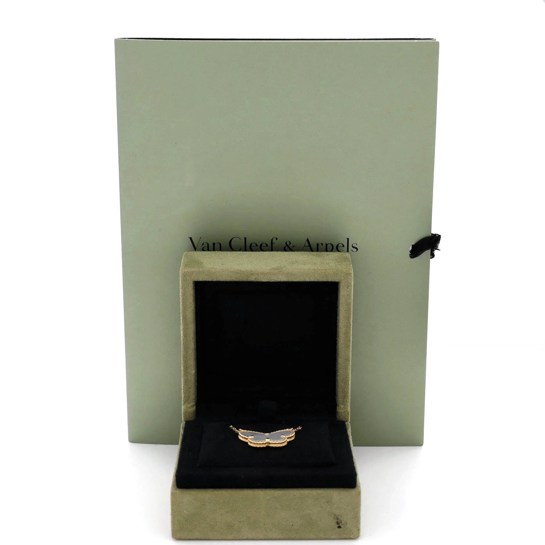 Lucky Alhambra Butterfly Pendant Necklace 18K Yellow Gold with Mother of Pearl