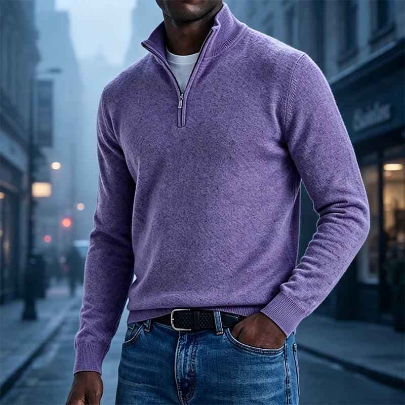 Mivanity Men's Quarter-Zip Stand-Up Collar Polo Shirt