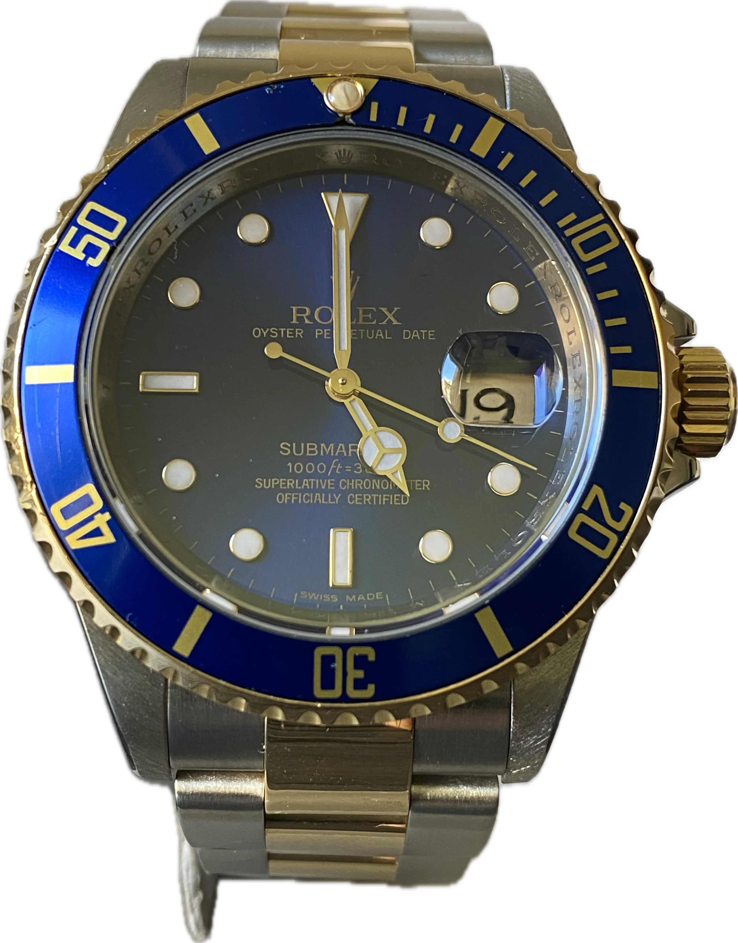 Rolex,Submariner Steel and Gold Submariner Date - M Serial - Blue Dial - Pre Ceramic Blue Bezel - 16613