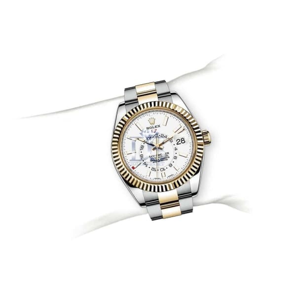 Rolex Sky-Dweller Automatic Men's 18kt Yellow Gold White Dial Oyster Watch 326933-0009