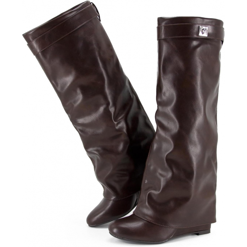 Fold Over Boots Women's Knee High